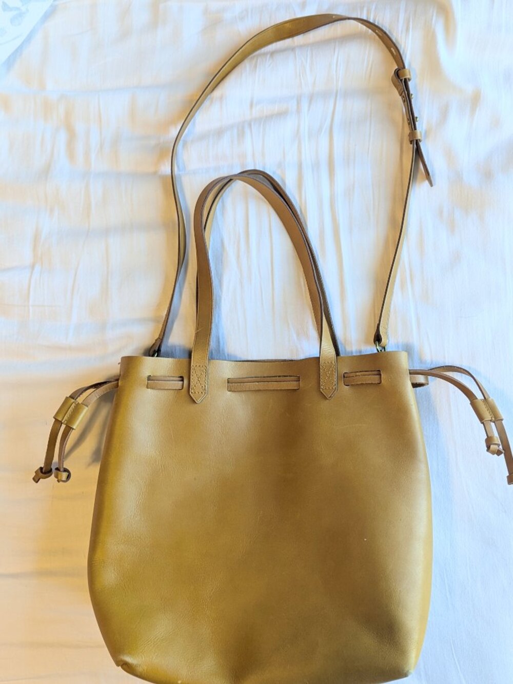 Madewell Tan Synch top Drawstring leather tote.